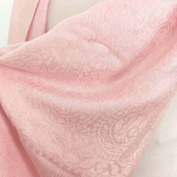 Large Pink Scarf with Paisley Weave and Fringe Womens - Picture 5 of 9